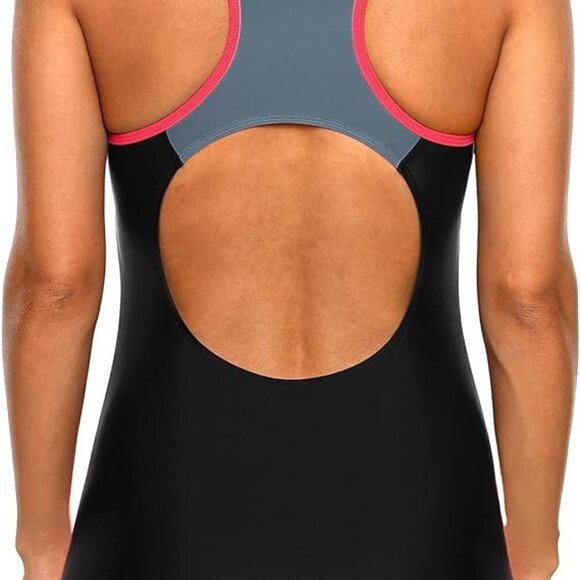 Attraco Grey Women's Boycut Slimming One Piece swimsuit NWT - Picture 8 of 8